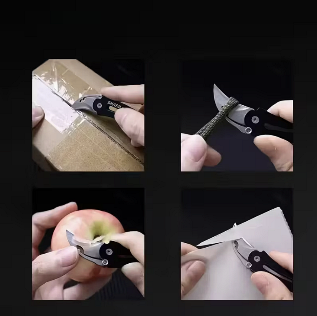 Мини сгъваем извит нож за ключодържател – компактен EDC инструмент